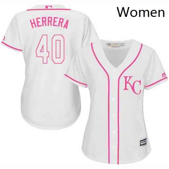 Womens Majestic Kansas City Royals 40 Kelvin Herrera Replica White Fashion Cool Base MLB Jersey
